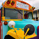 The colorful food truck.